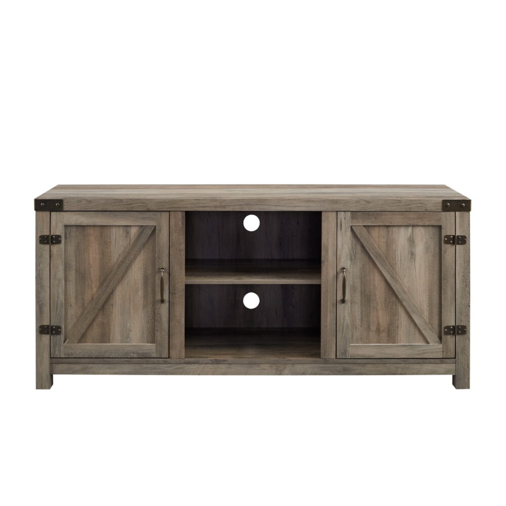 Walker Edison Modern Farmhouse Barn Door TV Stand for TVs up to 65", Grey Wash - Image 6