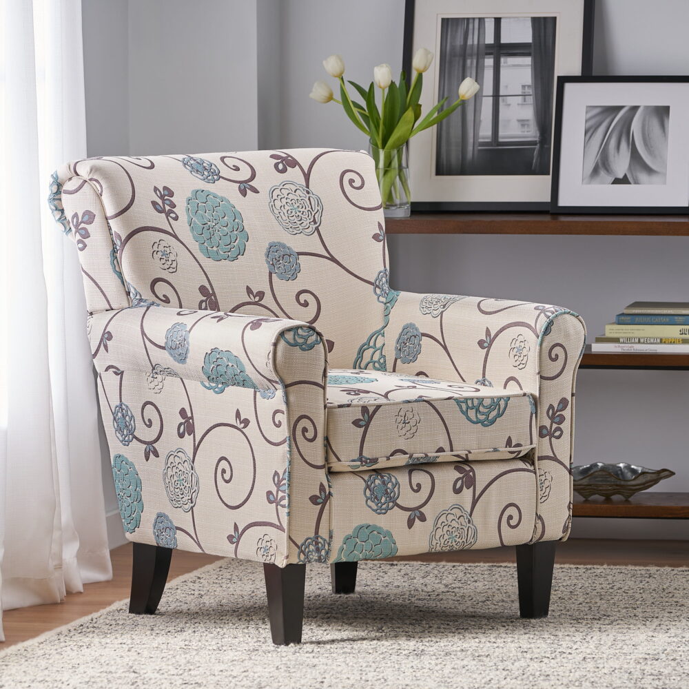 Desert Fields Hannah Fabric Club Chair, Blue and Beige - Image 2