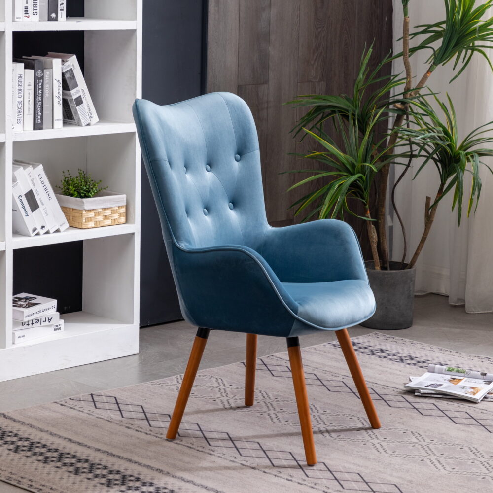 Roundhill Furniture Doarnin Wingback Chair, Blue - Image 5