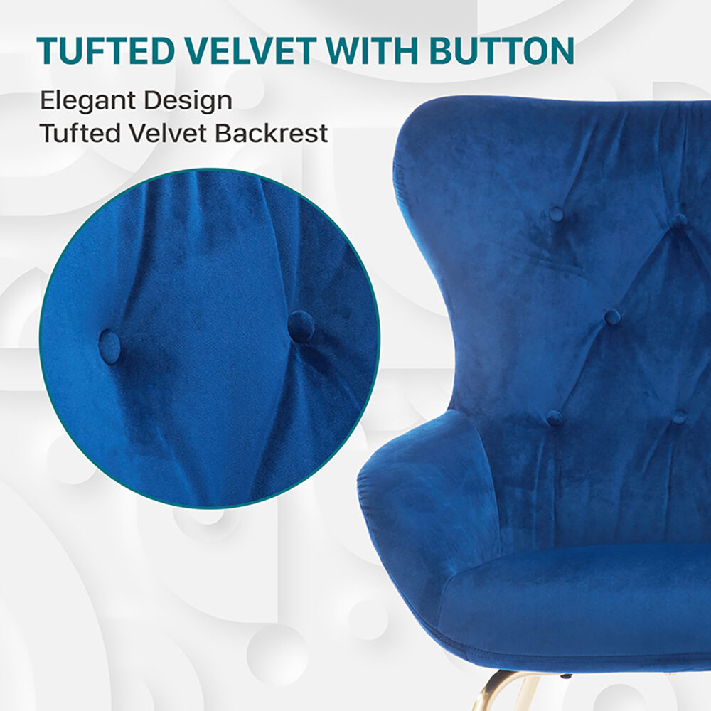 Furniture of America Jica Indoor Tufted Wingback Armchairs & Accent Chairs, Blue and Gold - Image 5