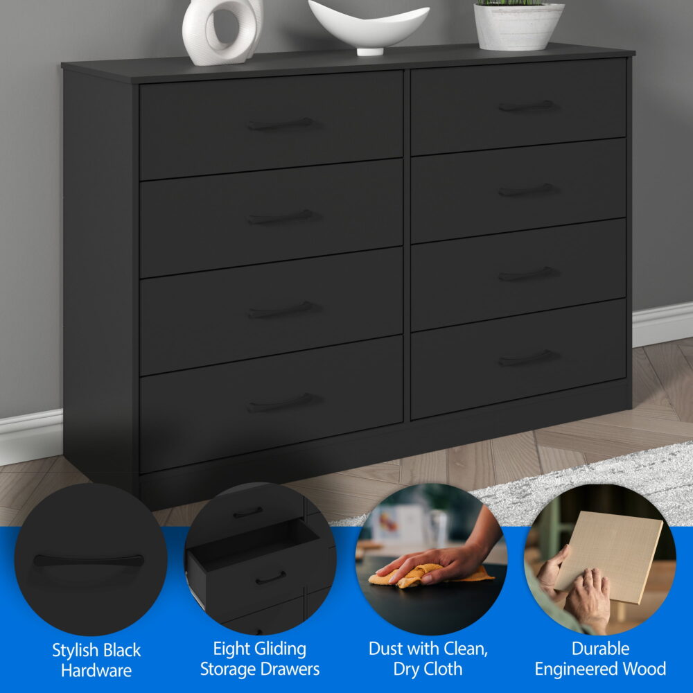 Mainstays Ardent 8 Drawer Dresser, Black - Image 6