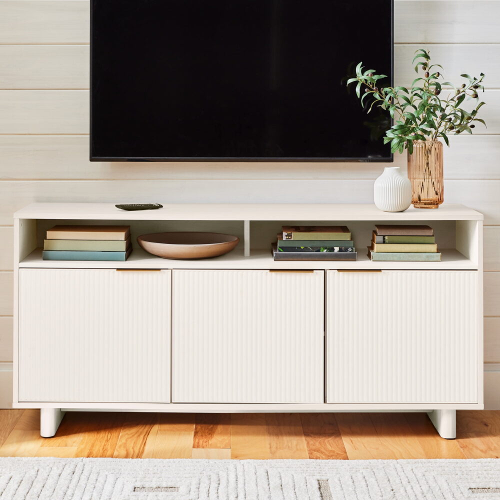Better Homes & Gardens Lillian Fluted TV Stand for TVs up to 70", White Finish - Image 3