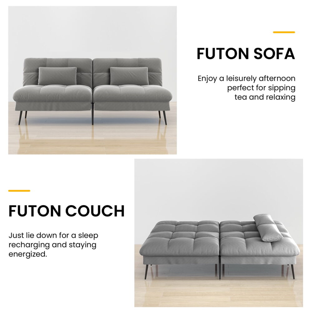 COMHOMA Cloud Comfort Convertible Futon Sofa Bed, Gray - Image 2