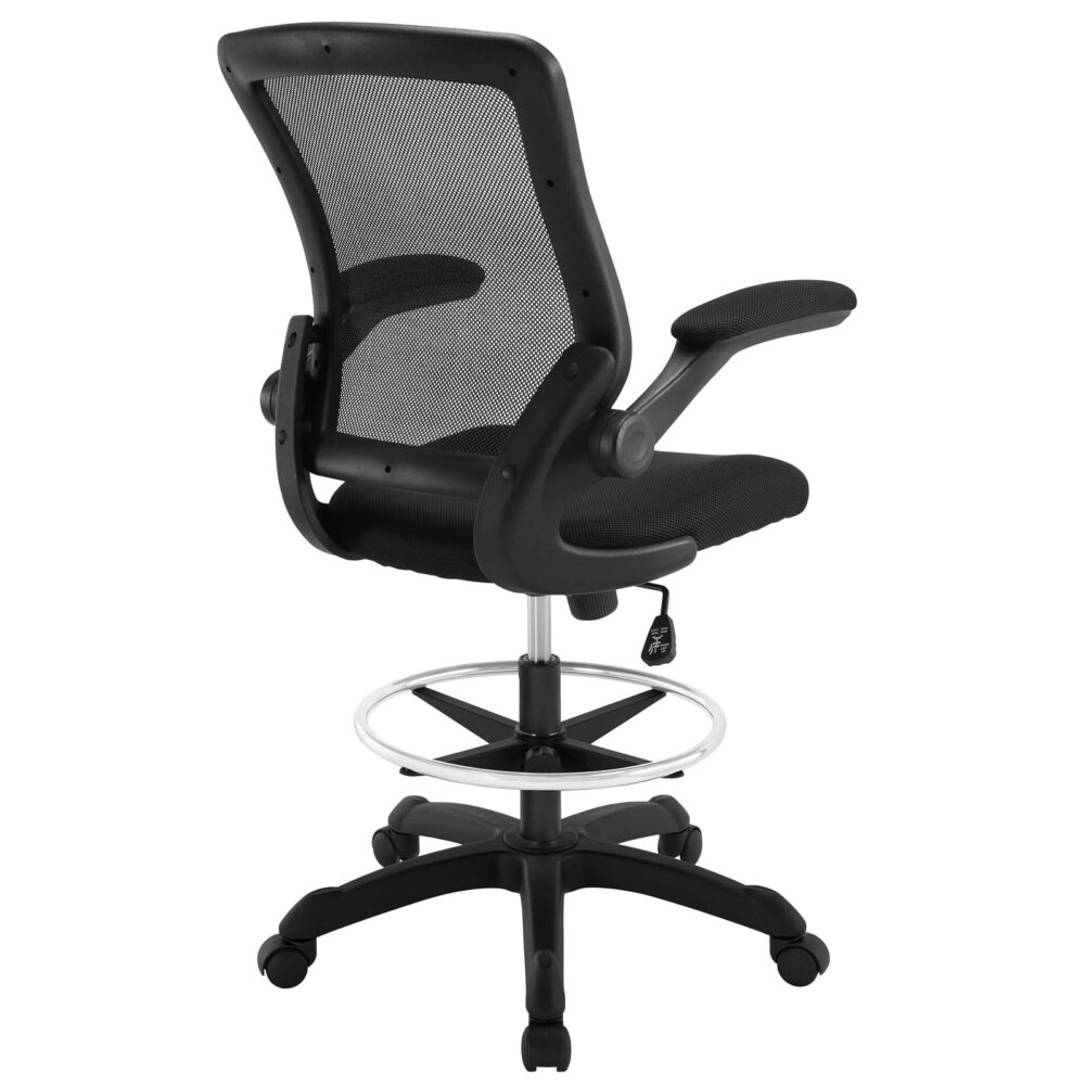 Modway Veer Modern Mesh Fabric & Metal Drafting Chair in Black - Image 4