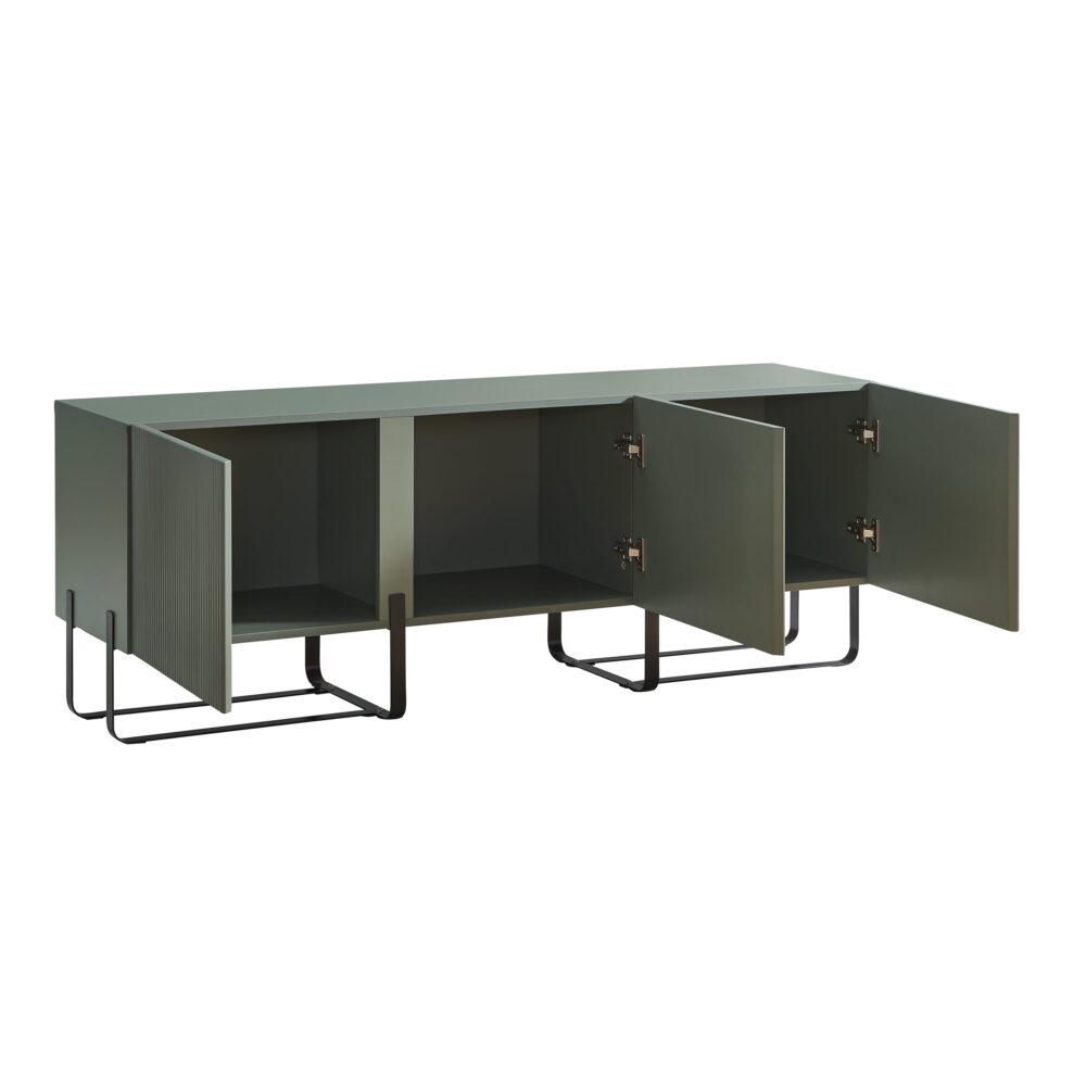 Furniture of America Haft 3-Cabinet TV Stand for TVs up to 66", Green - Image 3