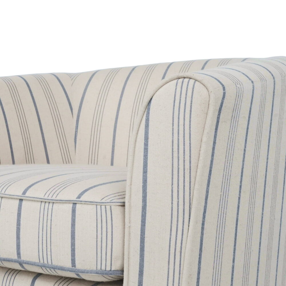 Noble House Glouster Modern Swivel Club Chair, White/Blue Stripe - Image 4