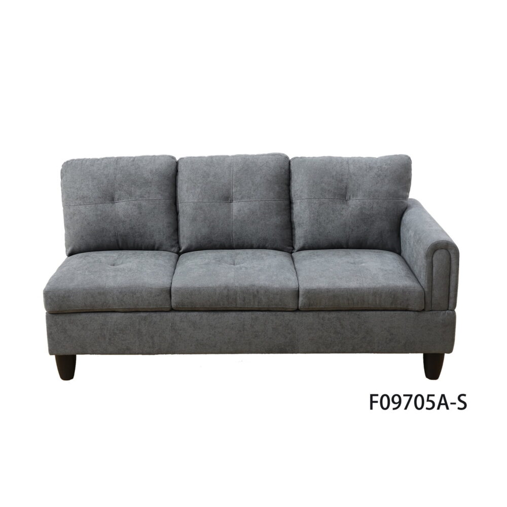 Hommoo Flannel Sectional Sofa Model Set, Modern 4-Seat Couches and Sofaes, L-Shaped Living Room Furniture Set, Dark Grey(No Ottomans) - Image 2