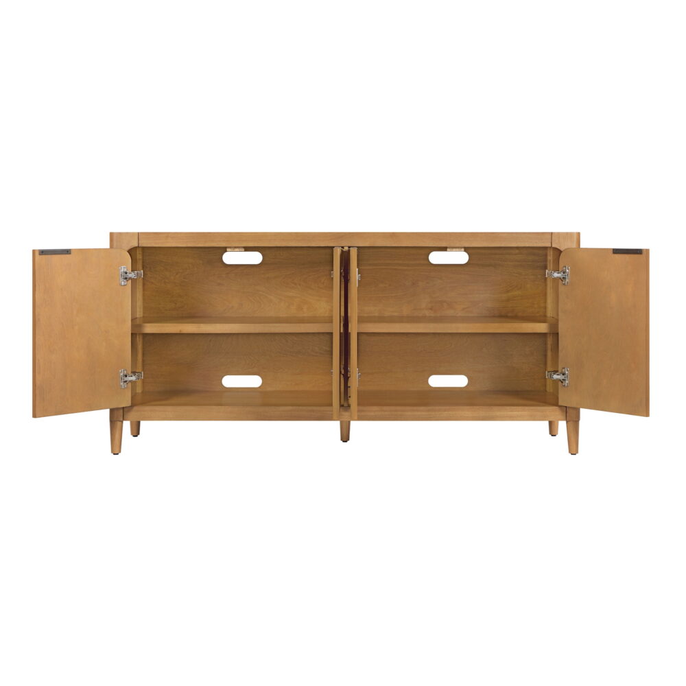 My Texas House Linden Fluted Buffet Cabinet Sideboard with Adjustable Shelves, Warm Brown - Image 4