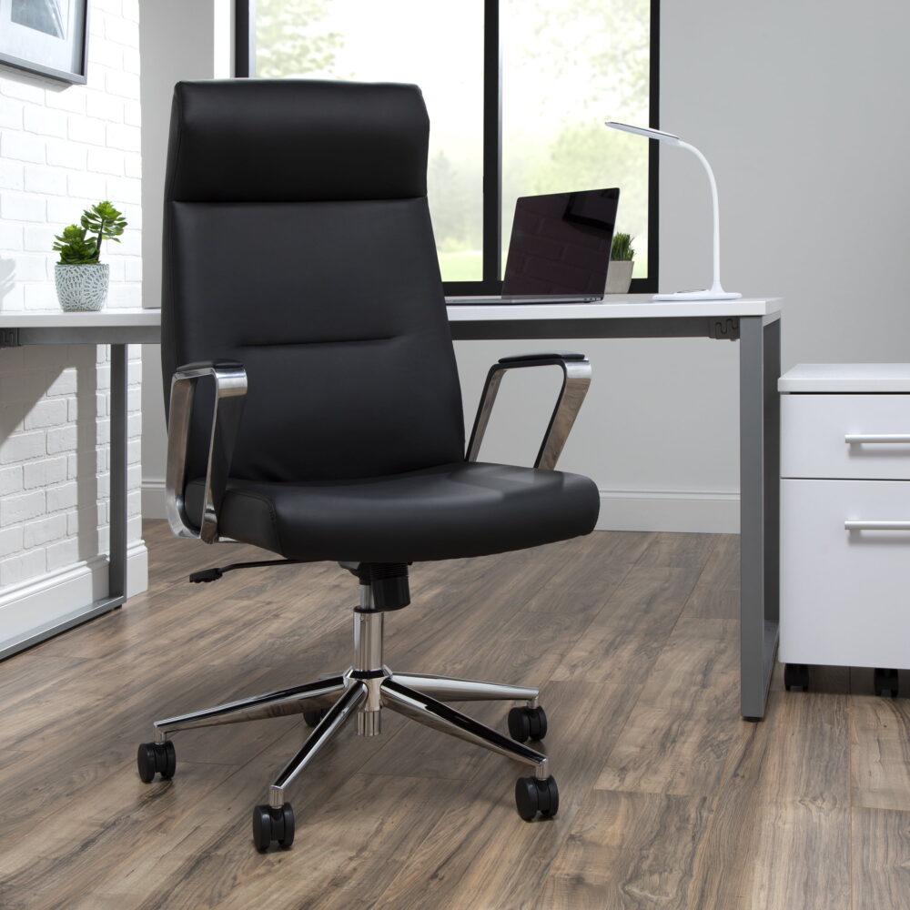 HON Basyx Commercial-Grade Merger Premium Executive Chair, Black Bonded Leather (BSX130SB11PA) - Image 3