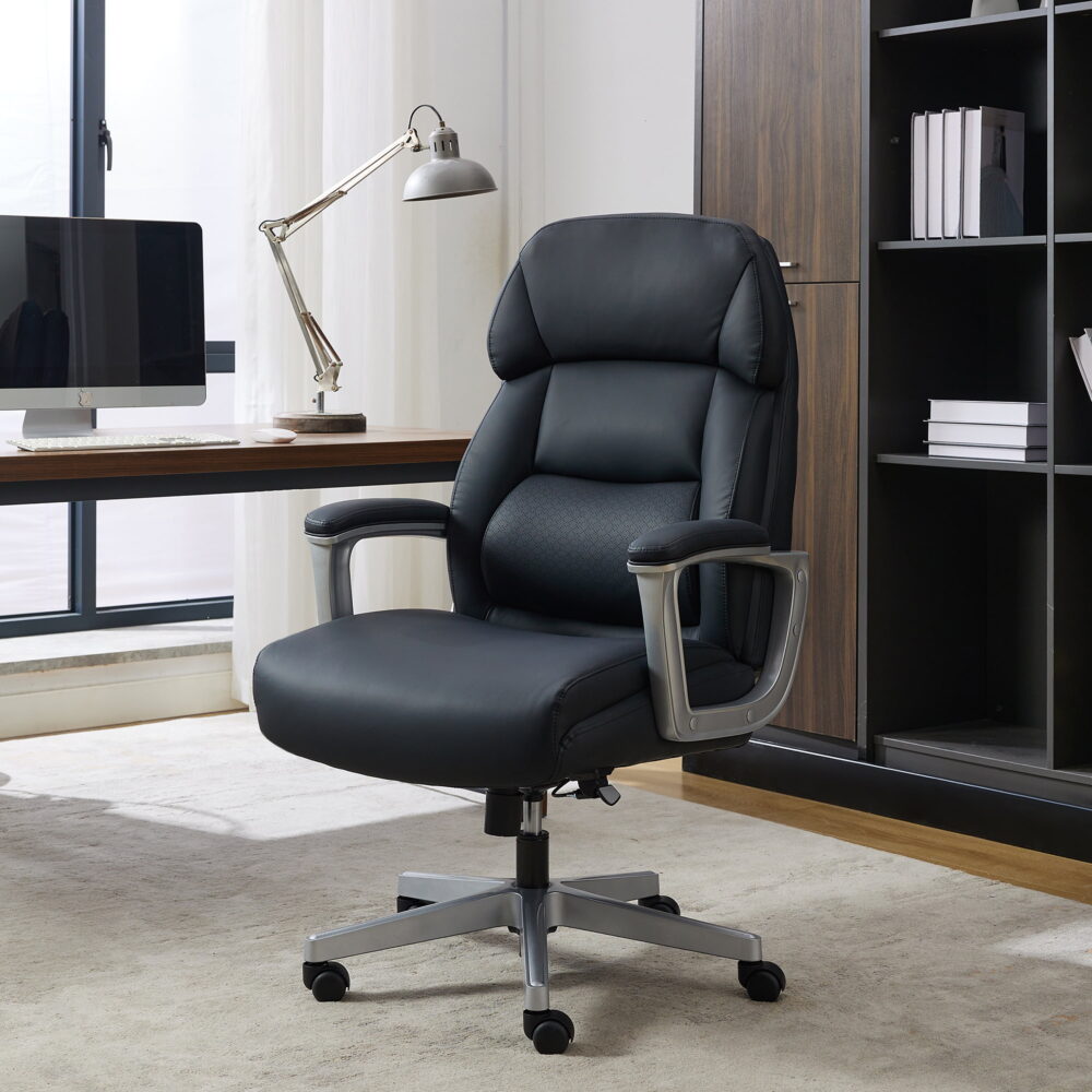 Shaquille O'Neal Rion Ergonomic Big and Tall Office Chair, PureSoft Upholstery ,High-Back Desk Chair with 400 lb Capacity, Black - Image 2