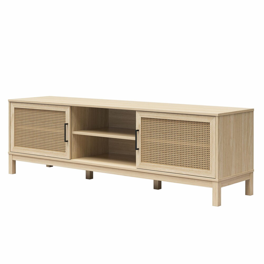 Mainstays Cane TV Stand for TVs up to 85", Spring Pine - Image 3
