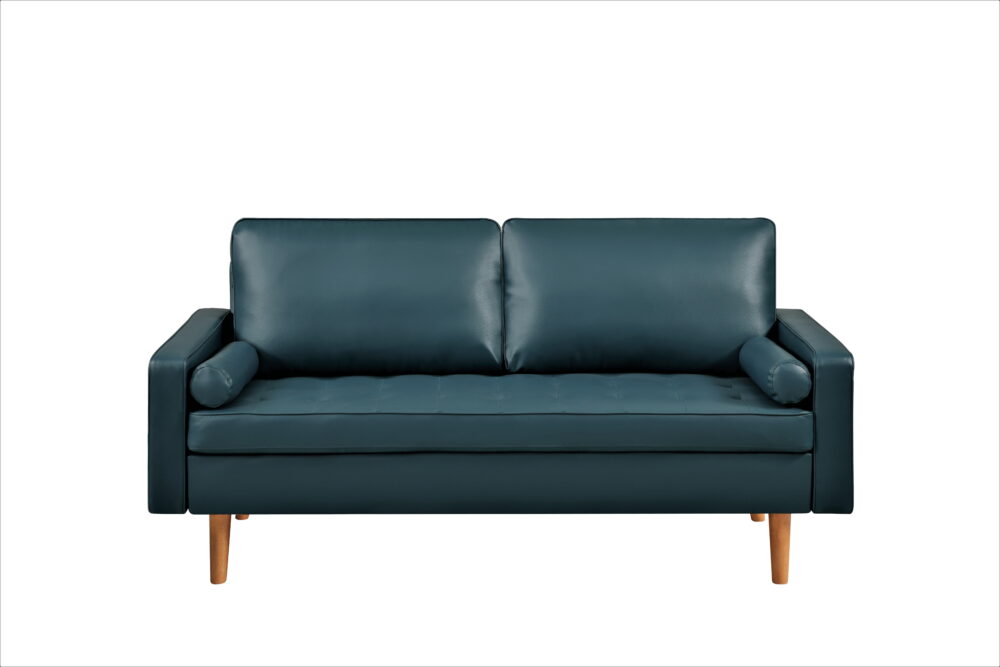 US PRIDE FURNITURE Partone 69.7'' Vegan Faux Leather Square Arm Sofa -Dark Ocean Blue - Image 3