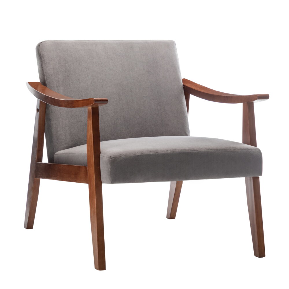 US Pride Furniture Gopal 27.2" Wide Velvet Accent Chair, Grey - Image 2