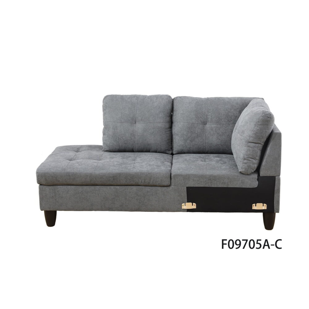 Hommoo Flannel Sectional Sofa Model Set, Modern 4-Seat Couches and Sofaes, L-Shaped Living Room Furniture Set, Dark Grey(No Ottomans) - Image 3