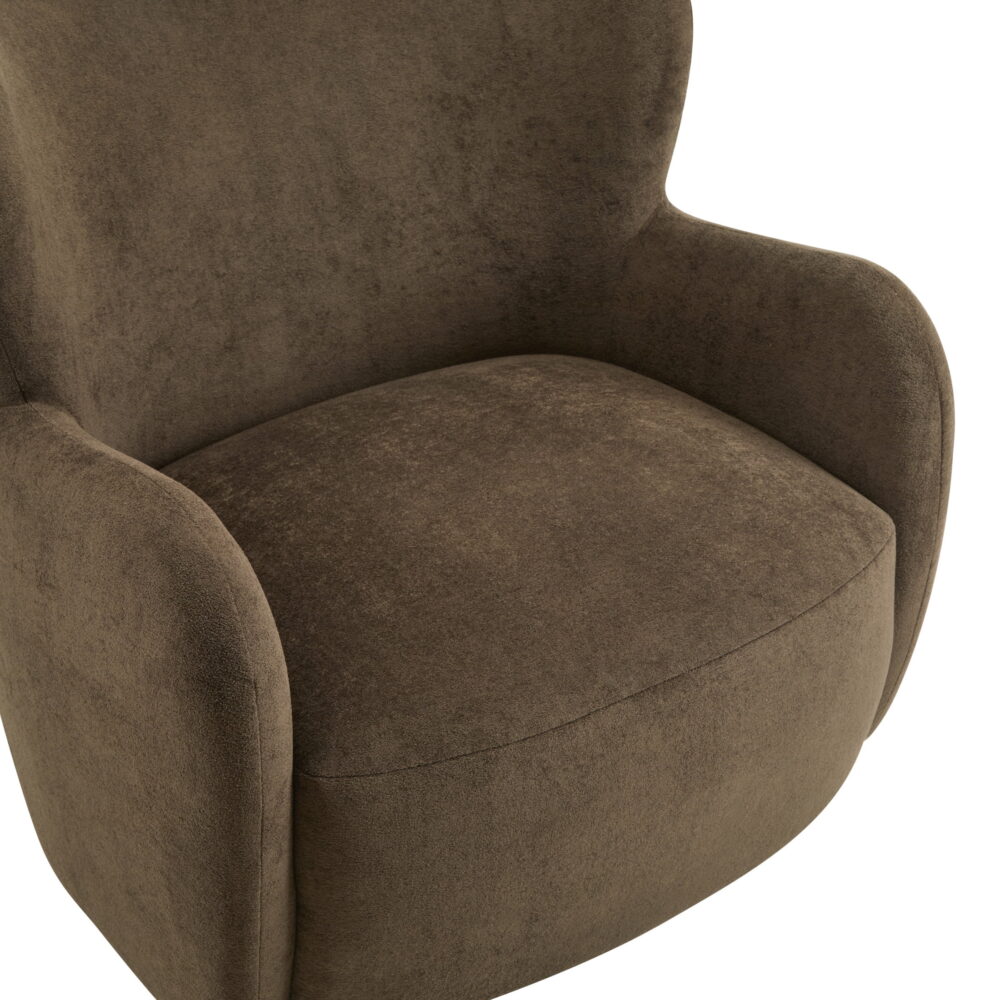 Christopher Knight Home Mid-Century Modern Velvet Wingback Accent Chair with Birch Legs, Brown - Image 5