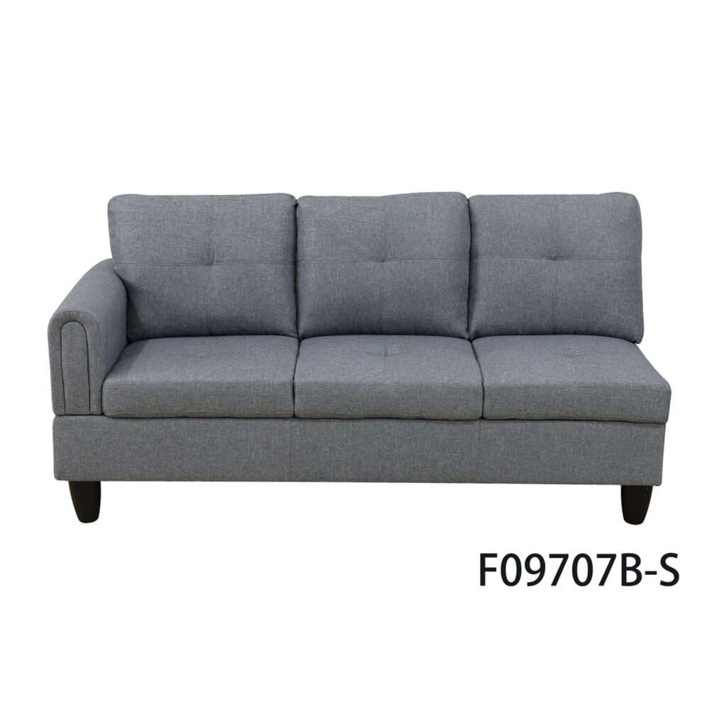 Hommoo Linen Living Room Furniture Sets, 4-Seat Couches and Sofa Set, L Shaped Couch Set Sectional Sofa Set for Home, Apartment, Dorm, Grey(No Ottoman) - Image 5