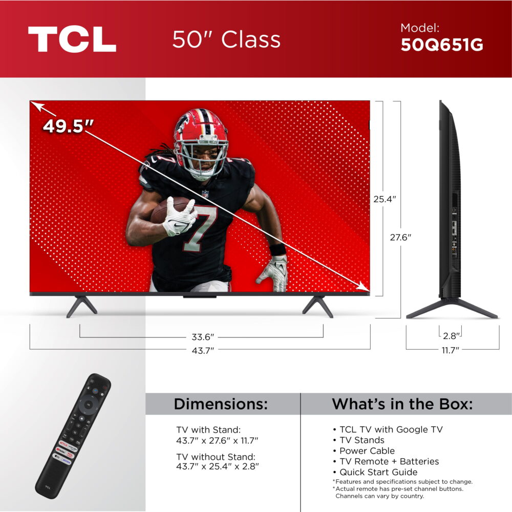 TCL 50” Class Q6 (50Q651G) 4K UHD HDR QLED Smart TV with Google TV (NEW 2024) - Image 3