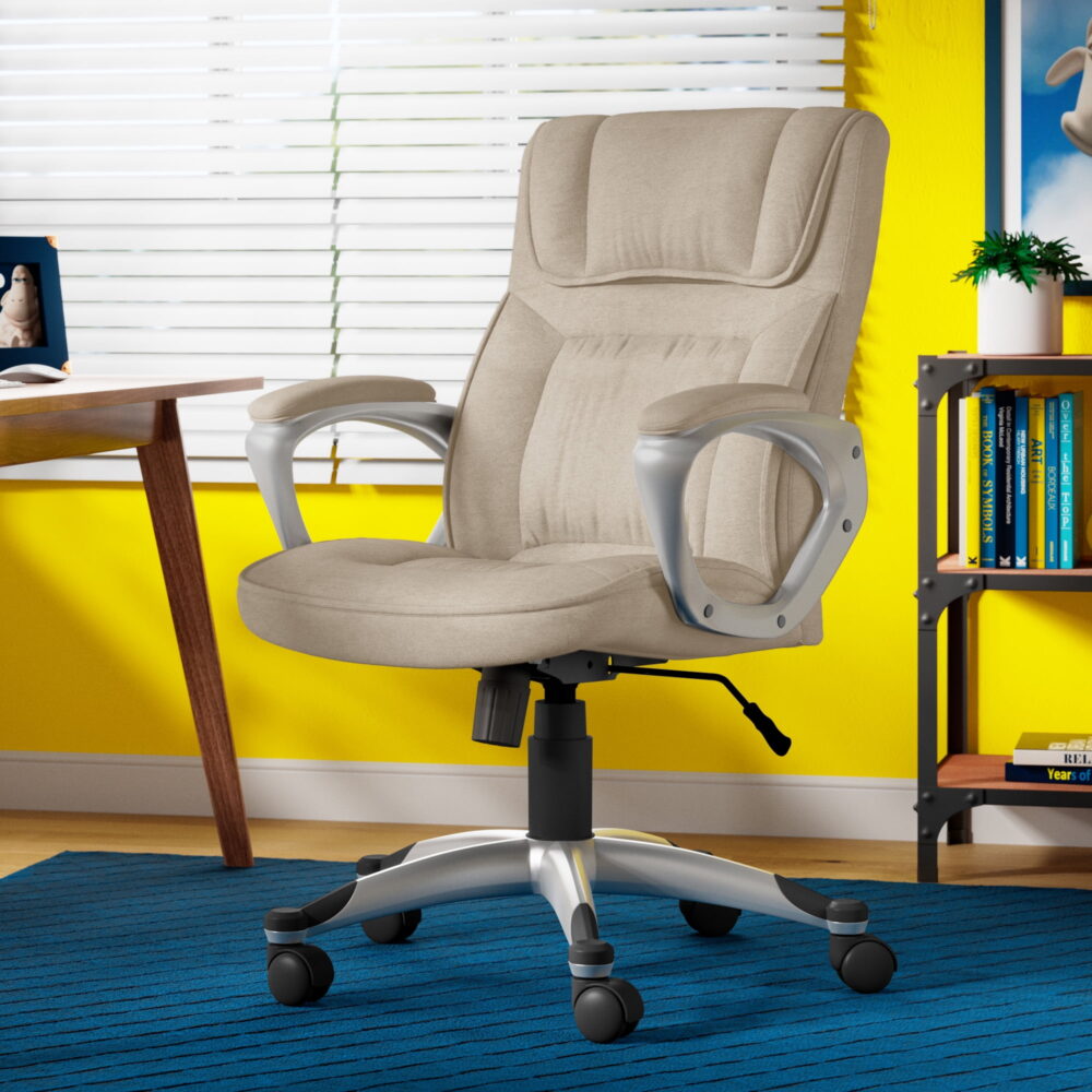 Serta Hannah Office Chair in Fawn Tan Linen Metallic Finish - Image 2
