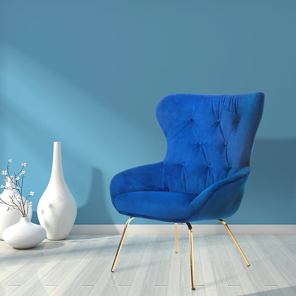 Furniture of America Jica Indoor Tufted Wingback Armchairs & Accent Chairs, Blue and Gold - Image 7