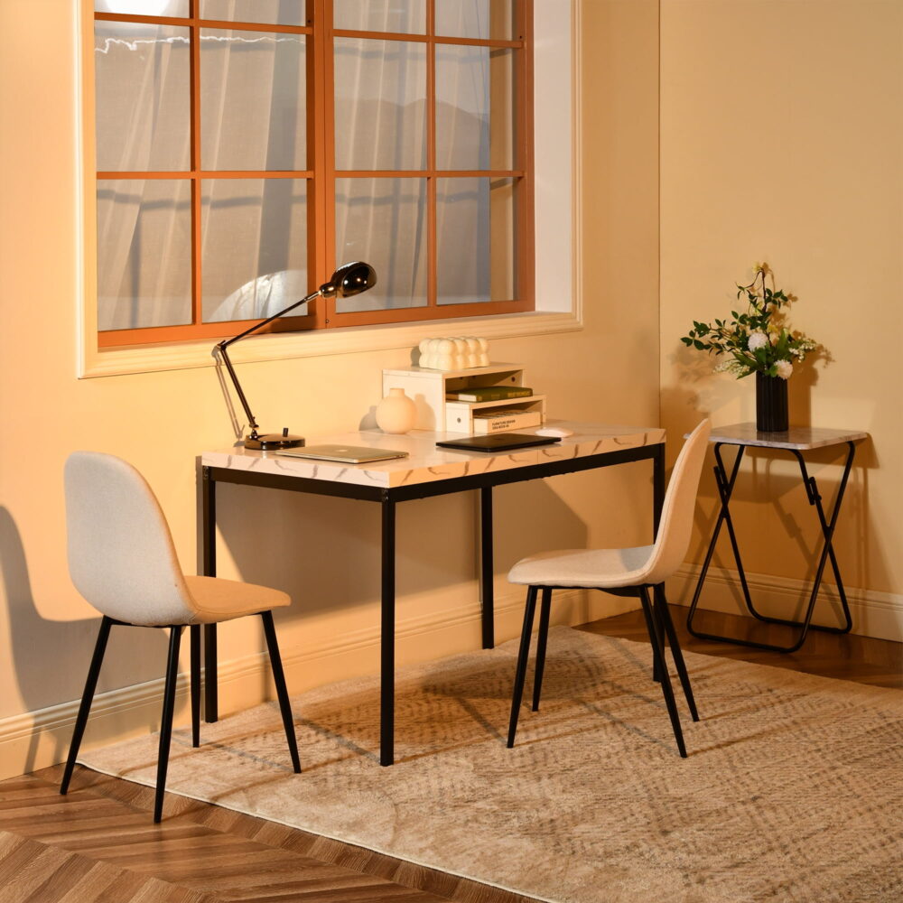 Homy Casa Office Desk Chairs Set of 4, Modern Upholstered Seat for Home Office Conference Room, Beige - Image 3