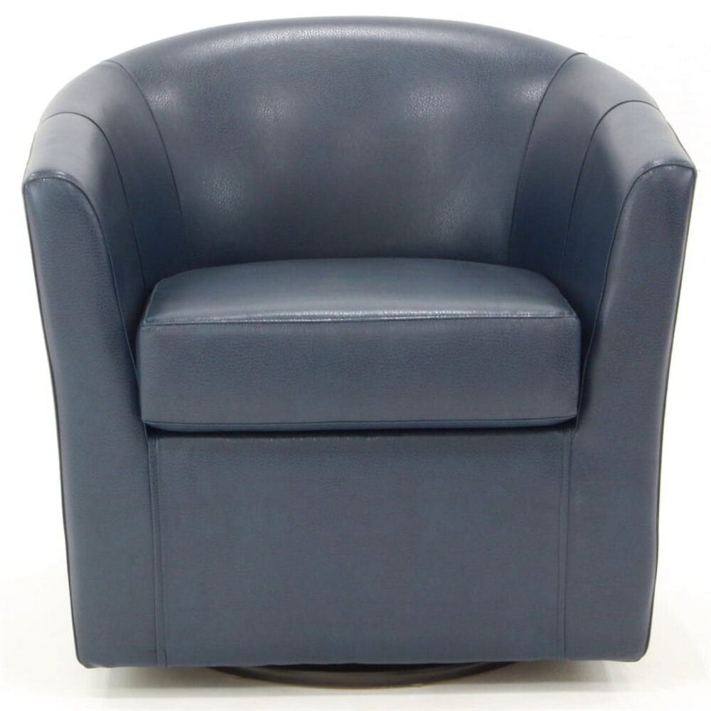 Fox Hill Trading Windsor Faux Leather Swivel Chair, Blue - Image 3