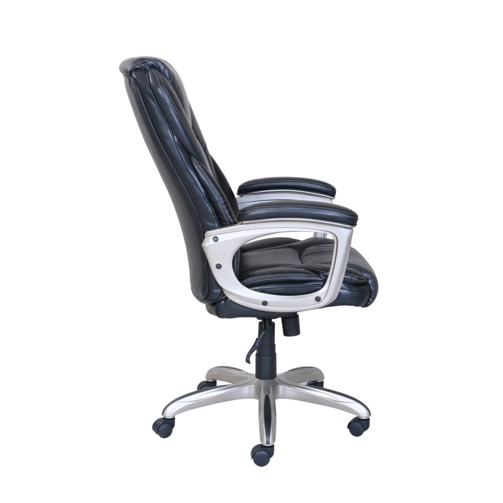 Serta Heavy-Duty Bonded Leather Commercial Office Chair with Memory Foam, 350 lb capacity, Black - Image 3
