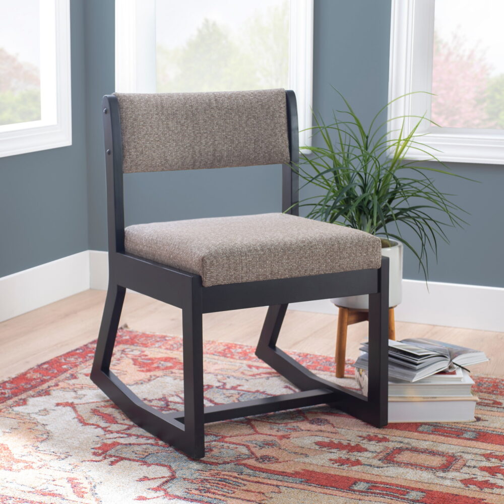 Linon Sutton Modern 2-Position Sled Base Lounge Chair, Beechwood with Stone Fabric - Image 2