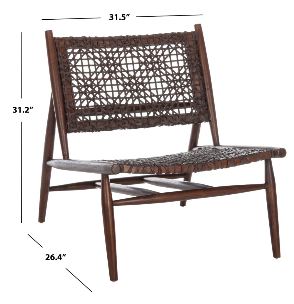SAFAVIEH Bandelier Leather Weave Nautical Accent Club Chair, Brown - Image 7