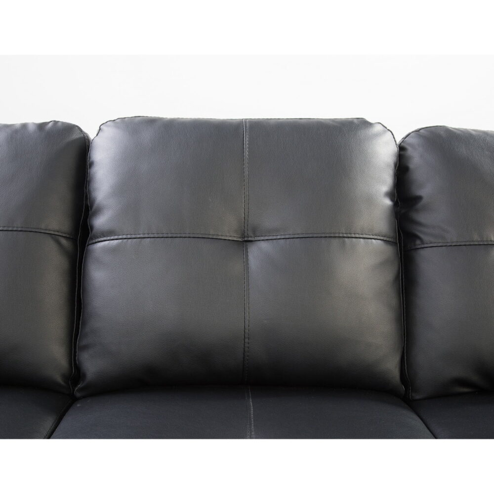 Hommoo Sofa Set, Faux Leather 2-Piece Sofa Living Room Sofa Set,L-Shaped Living Room Sofas,Black - Image 7