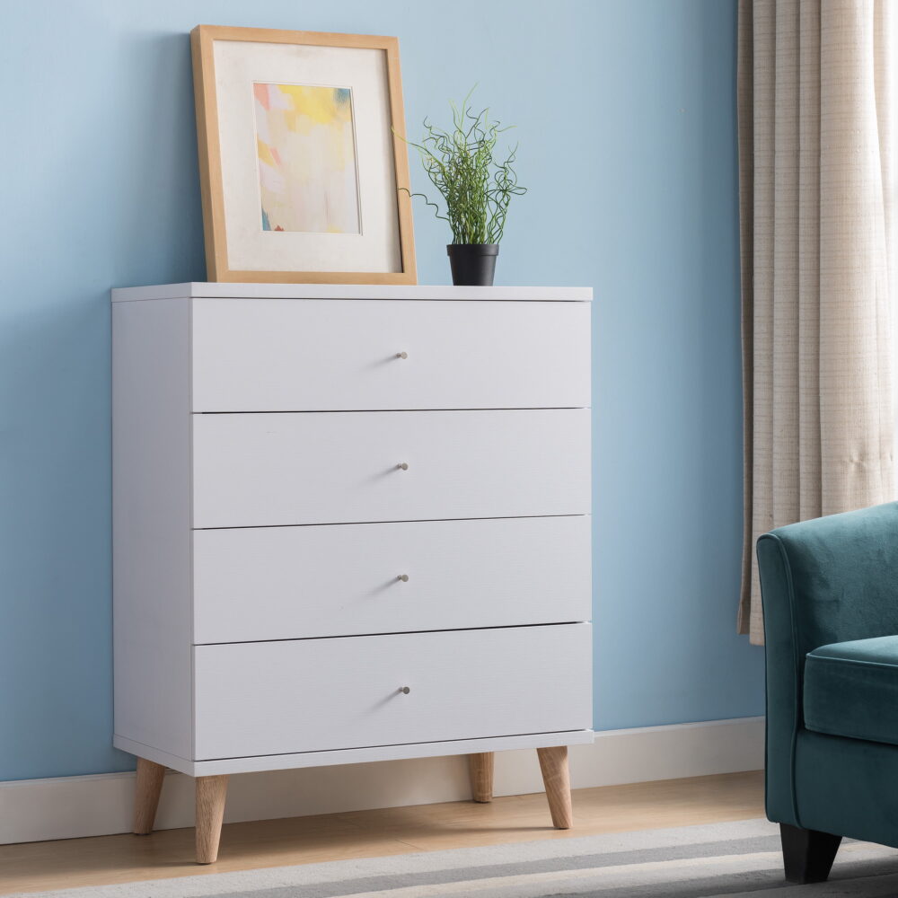 Furniture of America Nika Adult Modern 4-Drawer Wood Vertical Dresser, White - Image 7