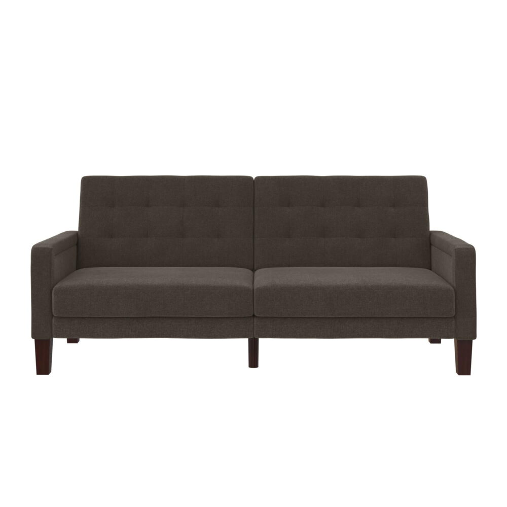 Better Homes & Gardens Porter Fabric Tufted Futon, Gray Linen - Image 5