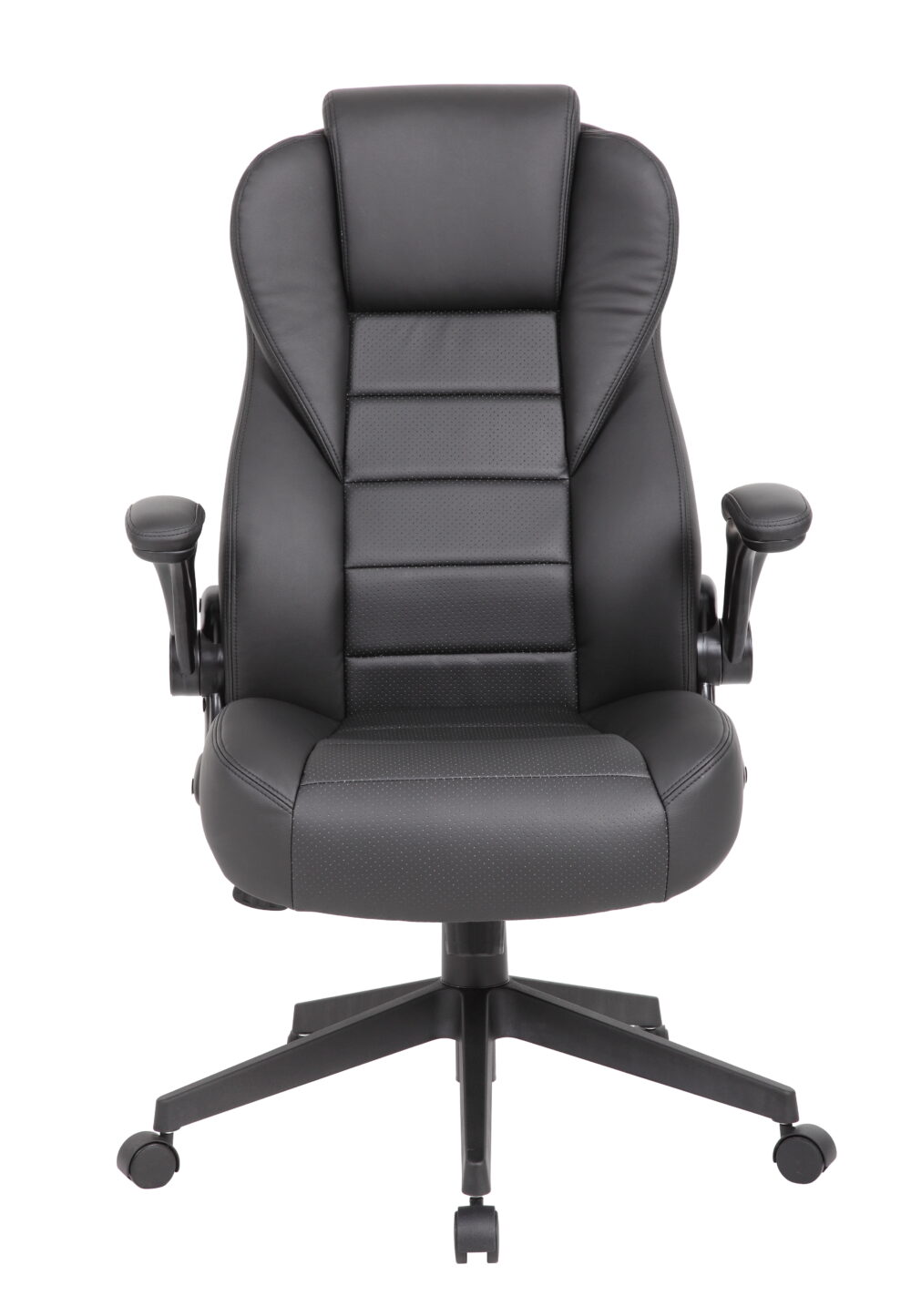 Boss Office Products High Back Flip Arm Vinyl Executive Chair in Black - Image 6