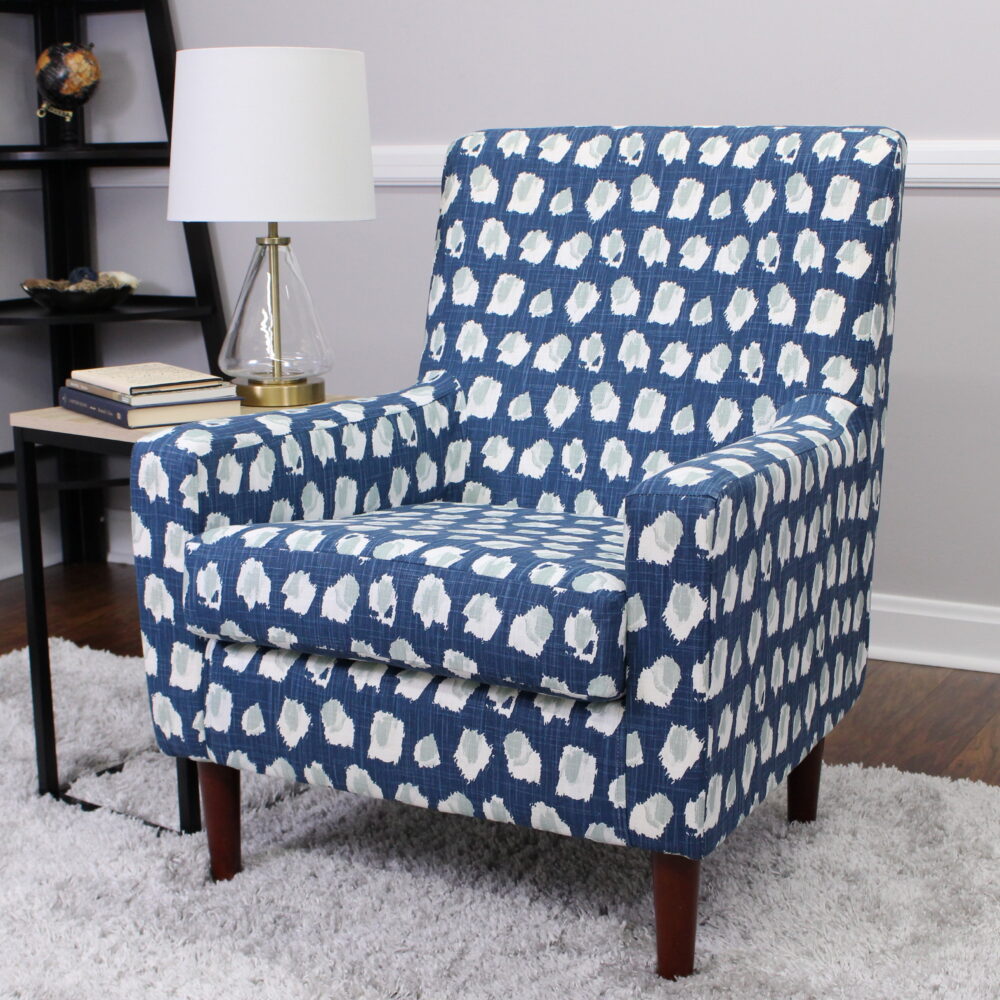 Mainstays Kinley Lounge Arm Chair, Blue Polyester Fabric - Image 2
