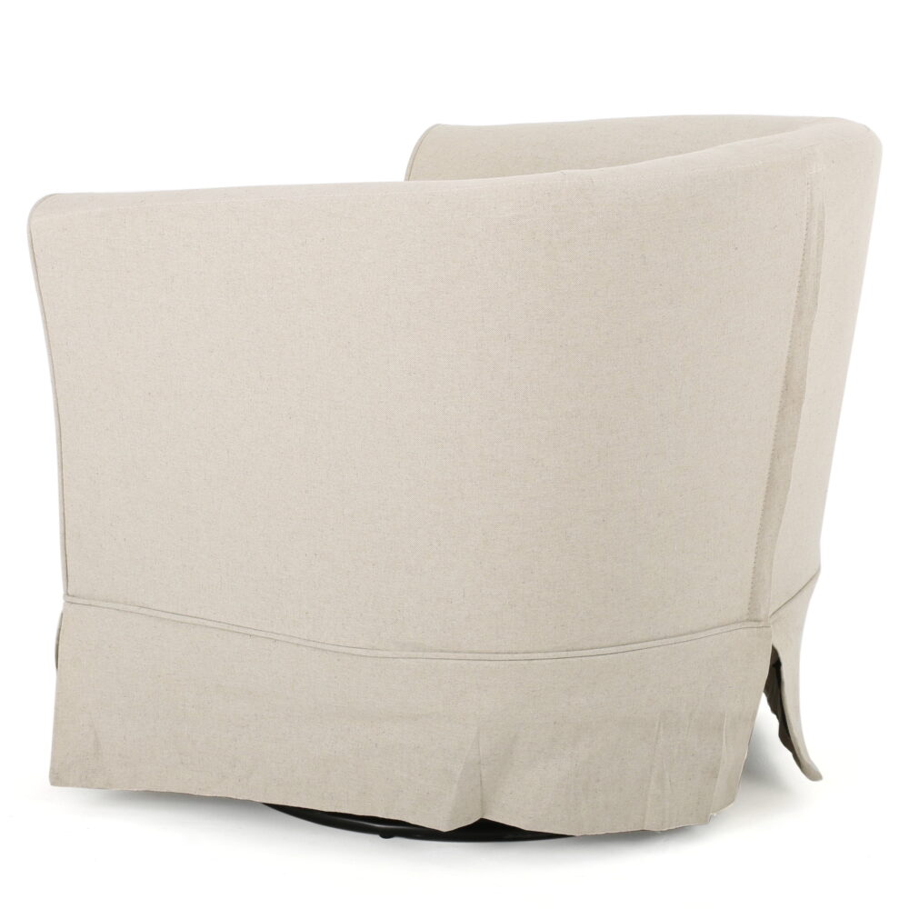 Noble House Celeste Natural Fabric Swivel Chair with Cover, Beige - Image 5