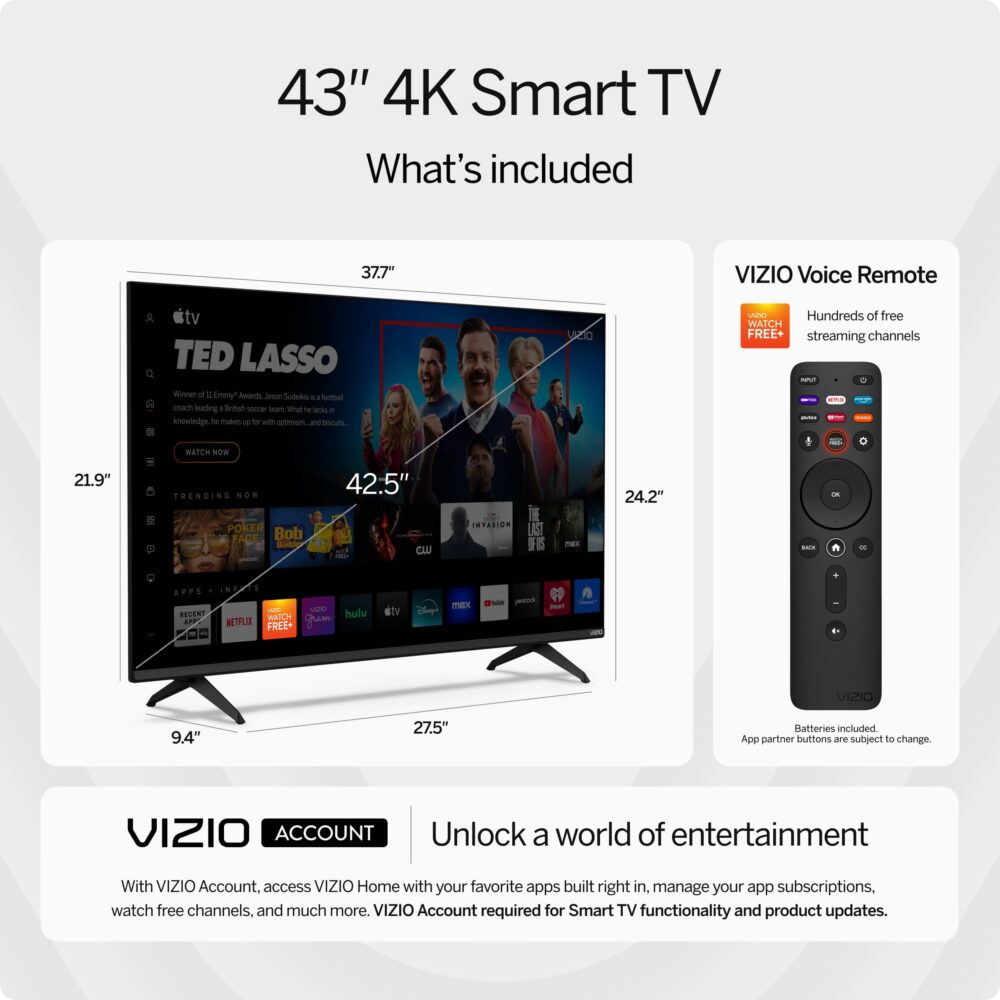 VIZIO 43" Class V-Series 4K LED HDR Smart TV 2023 V435M-K04 - Image 3