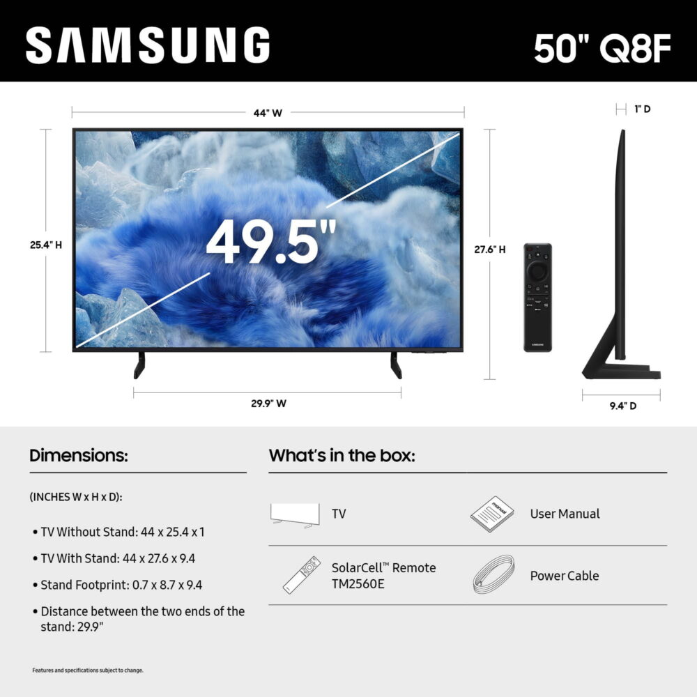 Samsung 50” Class QLED Q8F 4K Samsung Vision AI Smart TV 2025 - QN50Q8FAAFXZA - Image 5