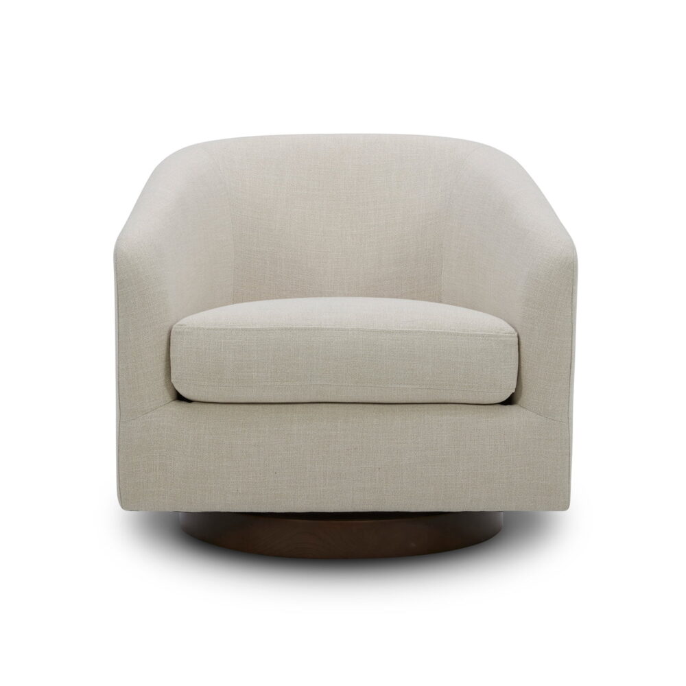 Better Homes & Gardens Bradford Wooden Base Modern Swivel Accent Chair, Linen - Image 5