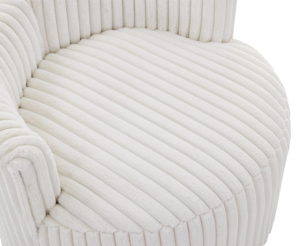 Roundhill Furniture Malna Wide Wale Corduroy Upholstered Barrel Accent Chair with Wheels, Off-white - Image 5