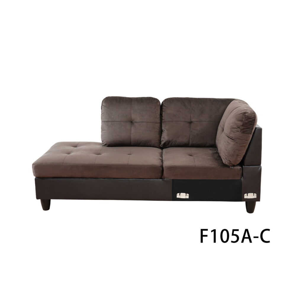 Hommoo Modern L Shaped Sectional Couch, 4 Seats Flannel and PVC Sectional Sofa Couch Set, Living Room Furniture Set, Dark Brown - Image 6