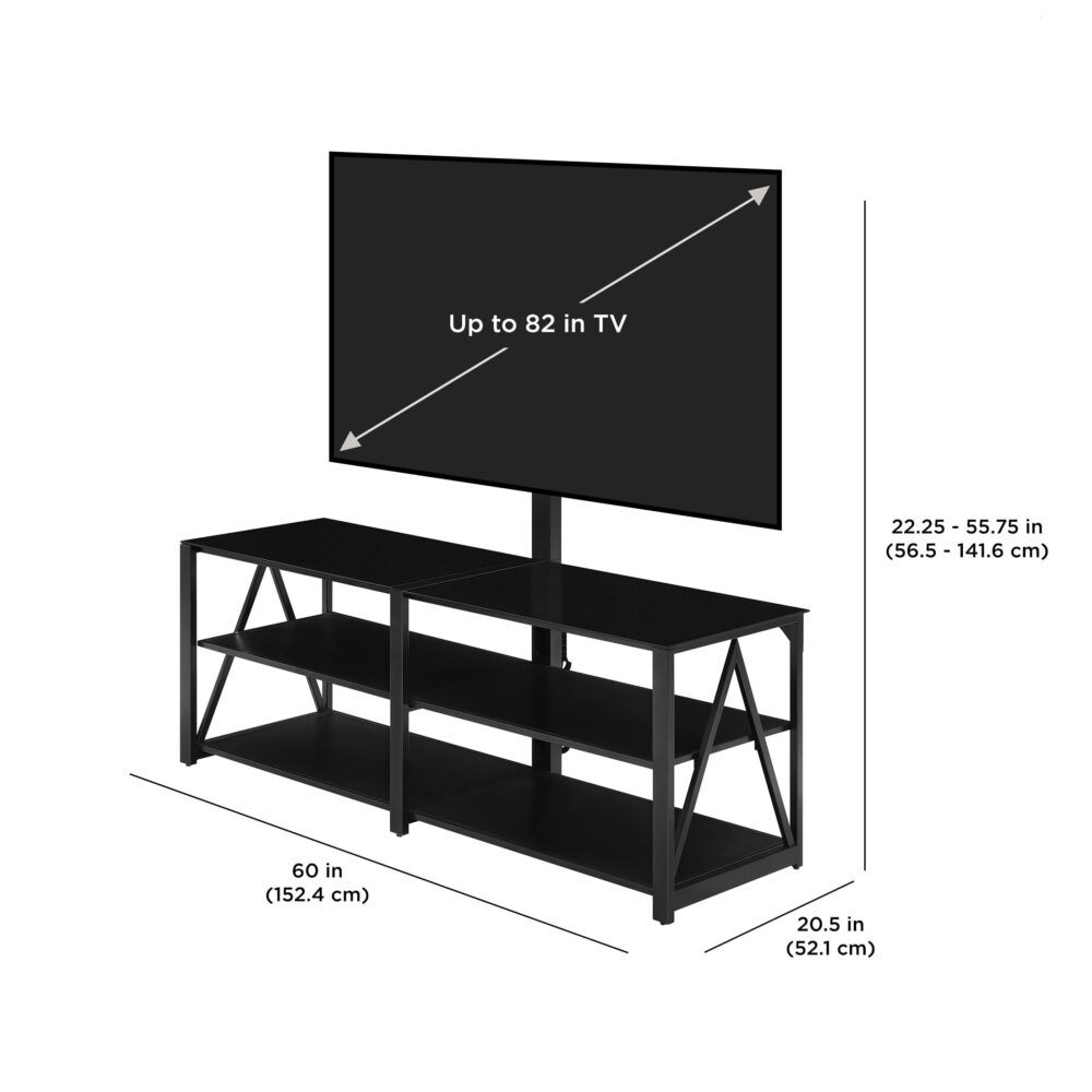 Whalen Spectrum 3-in-1 TV Stand for TVs up to 82”, Black Finish - Image 7