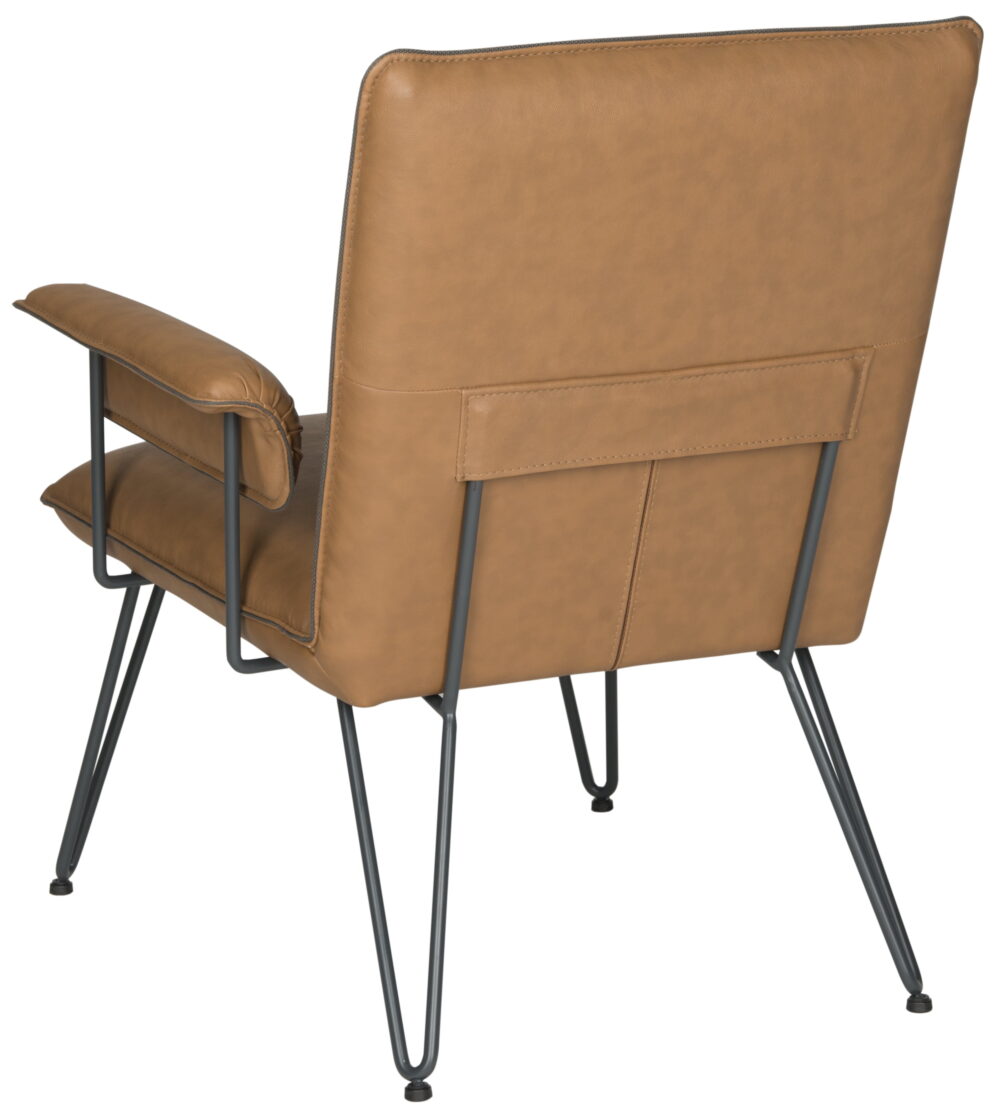 Safavieh Johannes 17.3"H Mid Century Modern Leather Arm Chair - Image 4