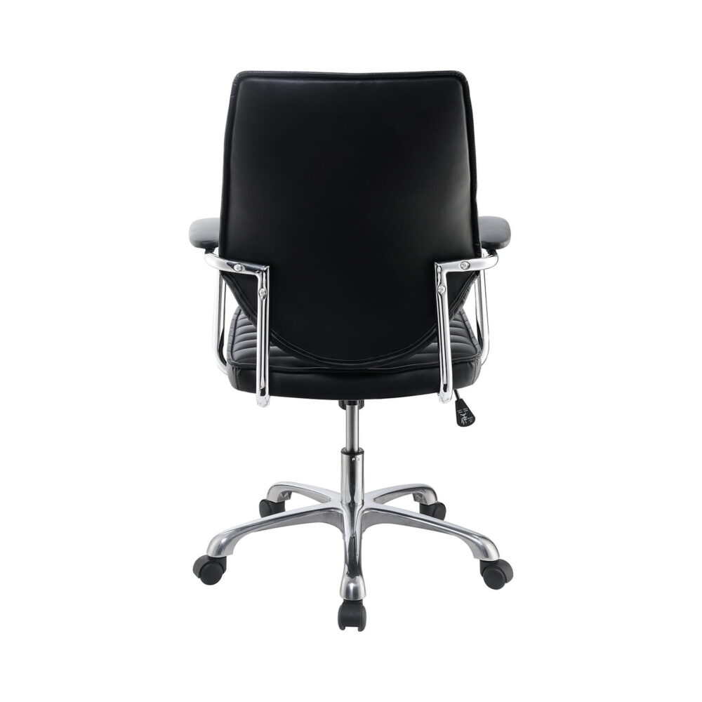 High Back Office Chair Black and Polished Aluminum - Image 4