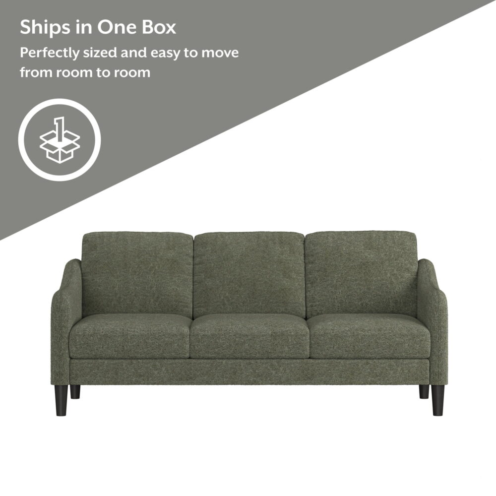 Mainstays Westley Swoop Arm 74" Sofa, Moss Green - Image 5