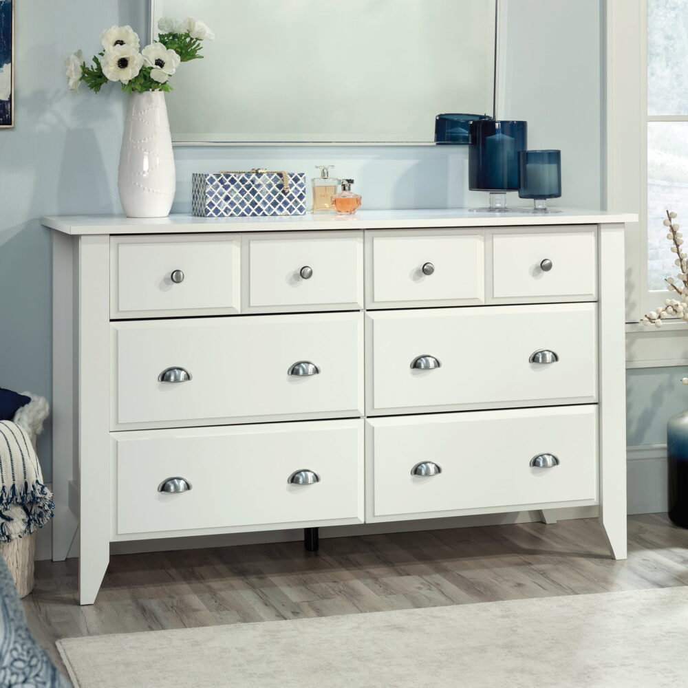 Sauder Shoal Creek 6 Drawer Dresser, Soft White Finish - Image 3