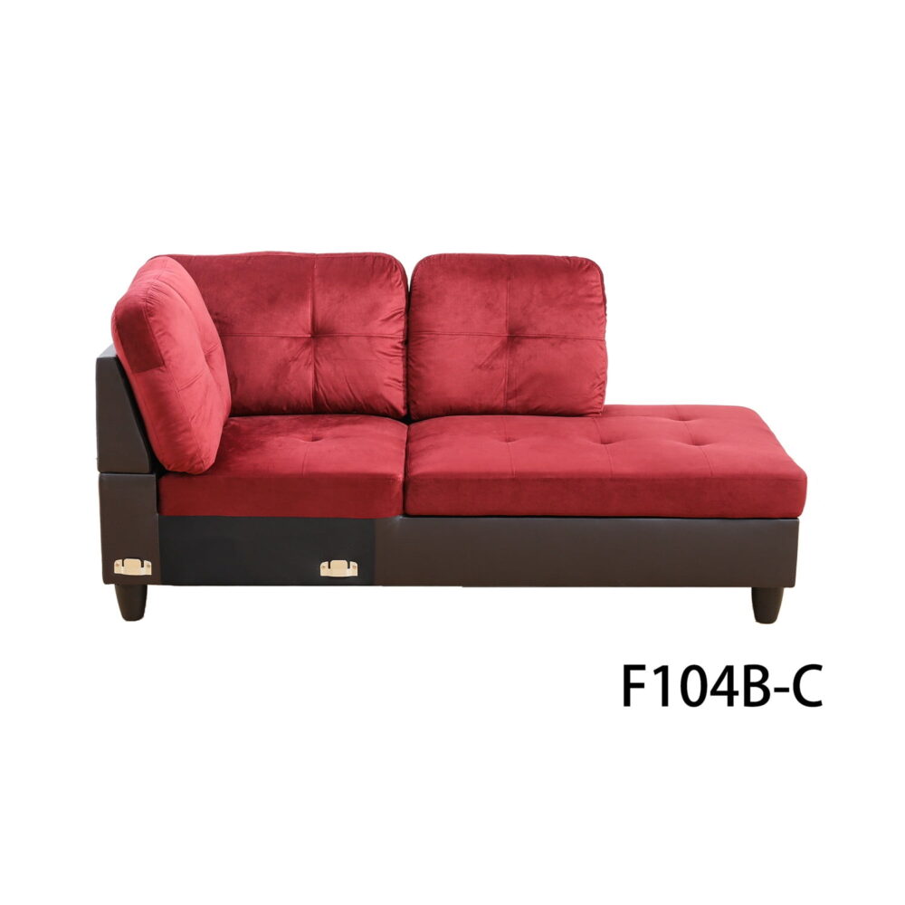 Hommoo Flannel and PVC Living Room Furniture Sets, L Shaped Couches and Sofas, Modern Sectional Sofa for Home & Office, Red(No Ottomans) - Image 2