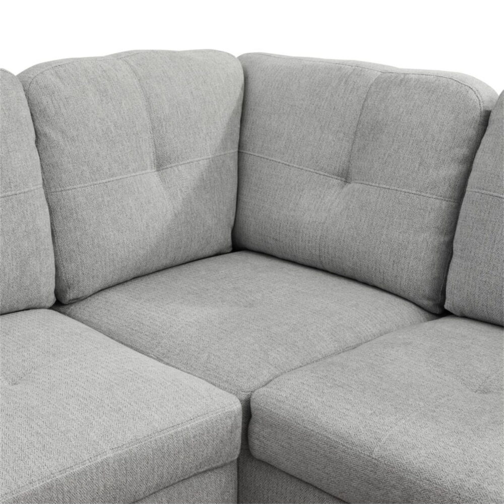 Hommoo Flannel Living Room Furniture Sets, Modern Couches and Sofa Set, Sectional Sofa for Living Room,off-White(No Ottoman) - Image 4