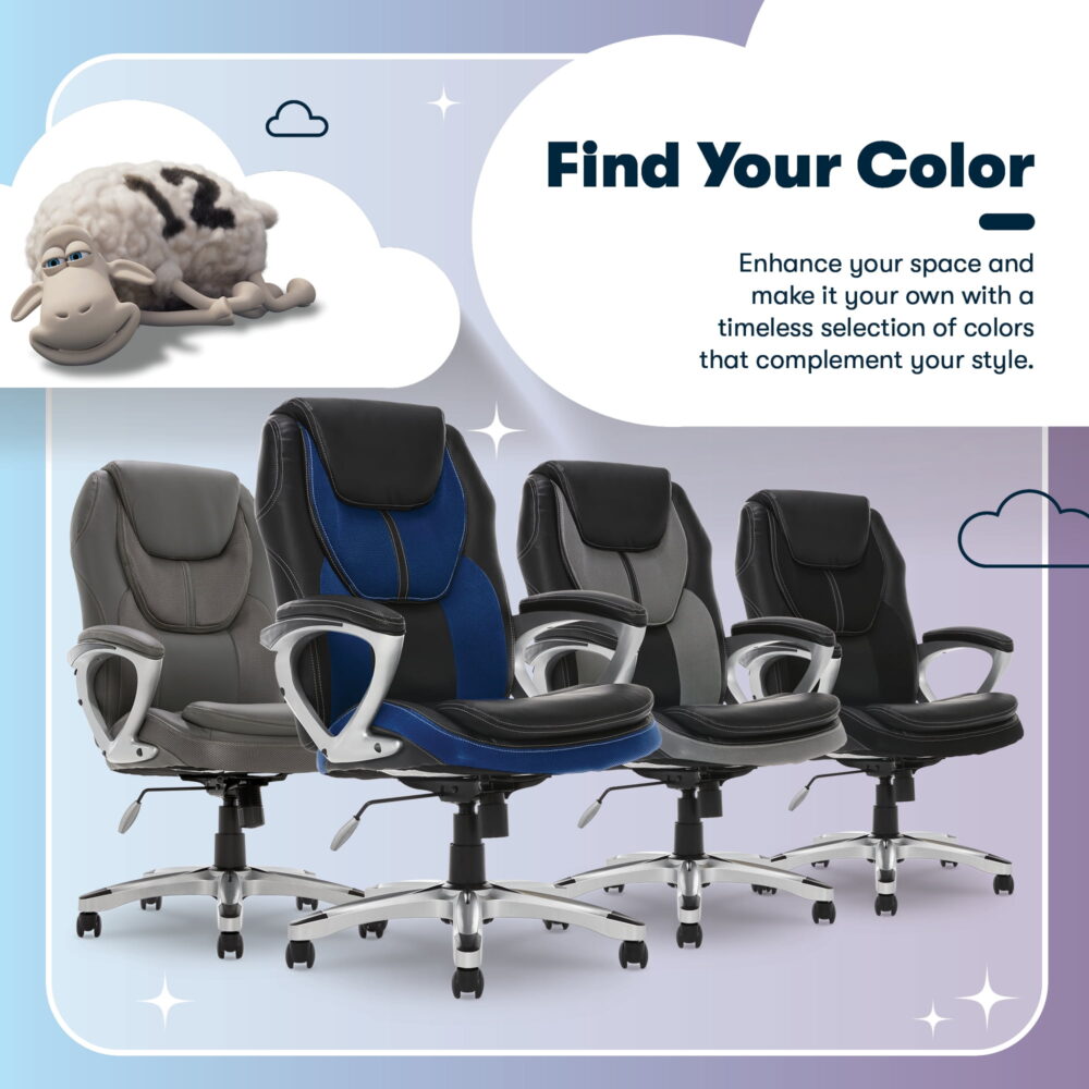 Serta Amplify Executive Office Chair with Faux Leather and Mesh, Blue - Image 2