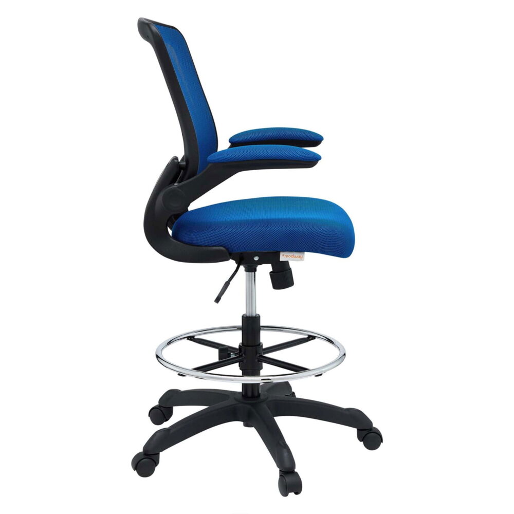 Modway Veer Modern Mesh Fabric & Metal Drafting Chair in Blue - Image 3