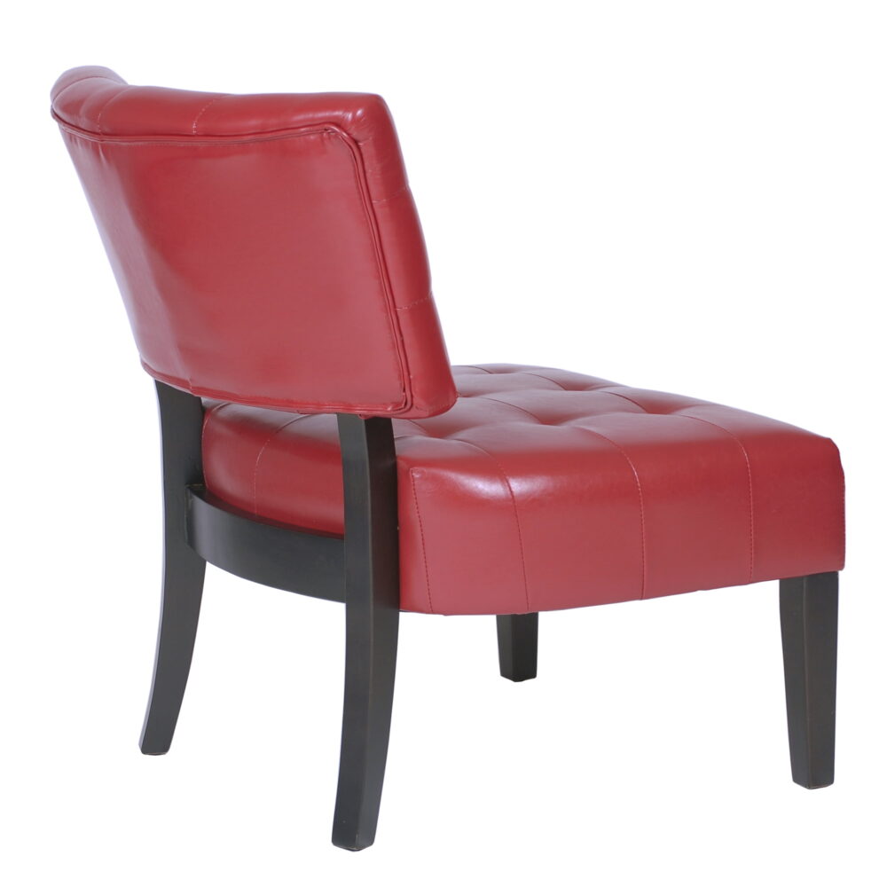 Roundhill Furniture Blended Leather Tufted Accent Chair with Oversized Seating, Red - Image 5
