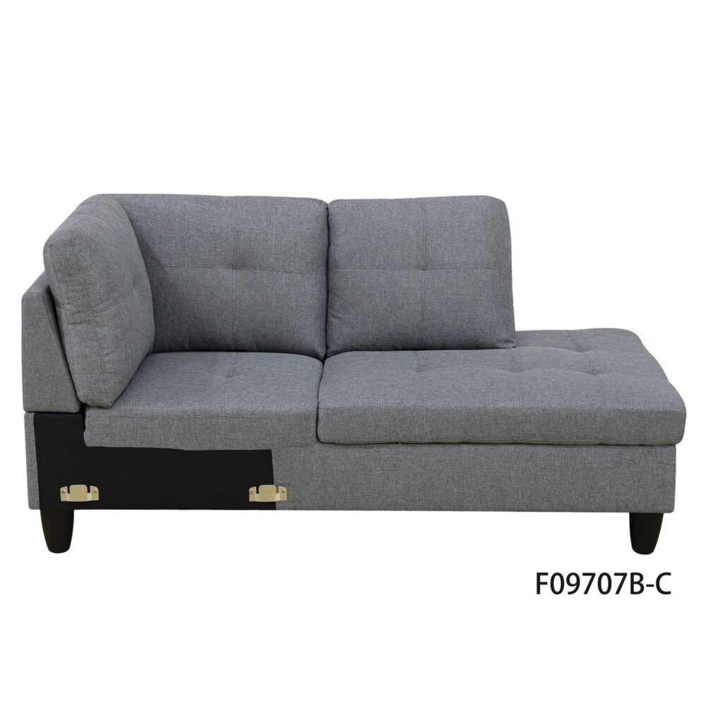 Hommoo Linen Living Room Furniture Sets, 4-Seat Couches and Sofa Set, L Shaped Couch Set Sectional Sofa Set for Home, Apartment, Dorm, Grey(No Ottoman) - Image 4